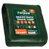 Tarpco Safety 20 ft L x 0.5 mm H x 12 ft W Heavy Duty 7 Mil Tarp, Green/Black, Polyethylene TS-203-12X20